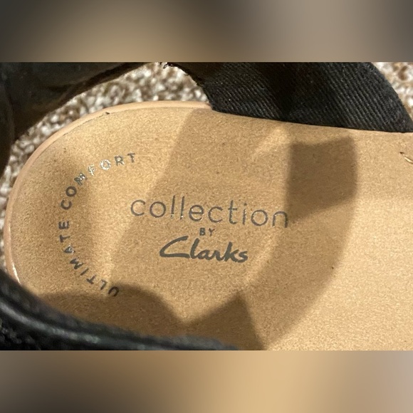 Clarks Collection Women's sz 7.5M Ankle Sandals Heels Shoes Black - Picture 3 of 7